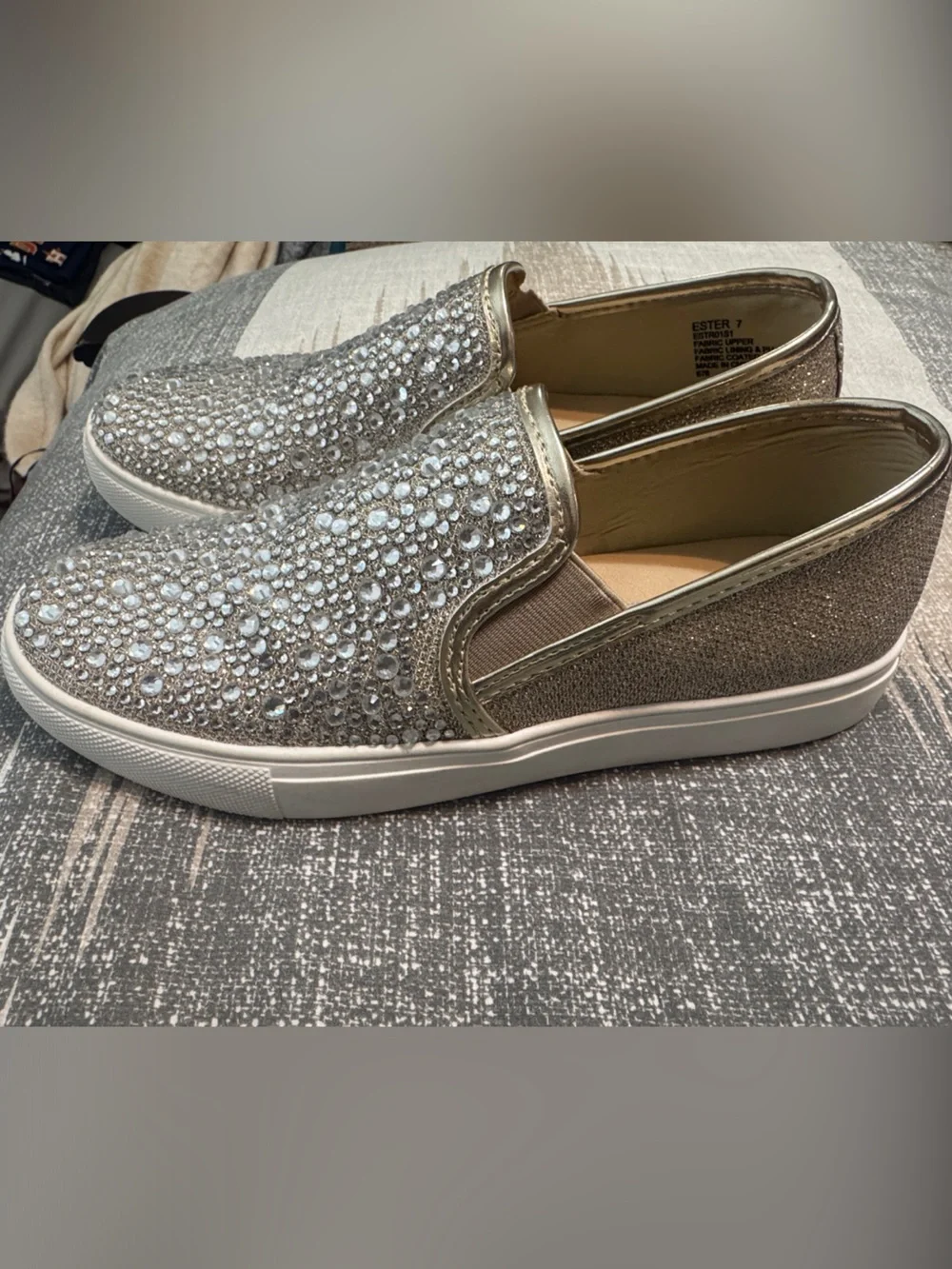 Steve Madden Women's Gold Crystal Slip-On Sneakers